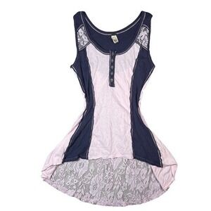 We The Free Night Falls Pieced Tank Top XS Pink Purple Lace‎ Boho Chic Flowy